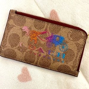 Coach Rainbow Glitter Dinosaur Card Holder